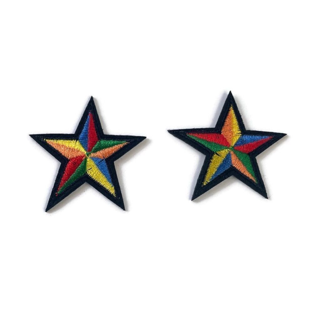 Set of 2 RAINBOW Stars Embroidered y